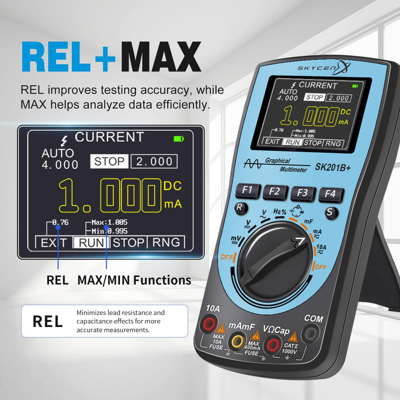 [Australia - AusPower] - SK201B+ Portable Oscilloscope Multimeter,1MHz Bandwidth,2.5Msps Sampling,4000 Count DMM,Measures Voltage,Current,Capacitance,Resistance,Diode Test 