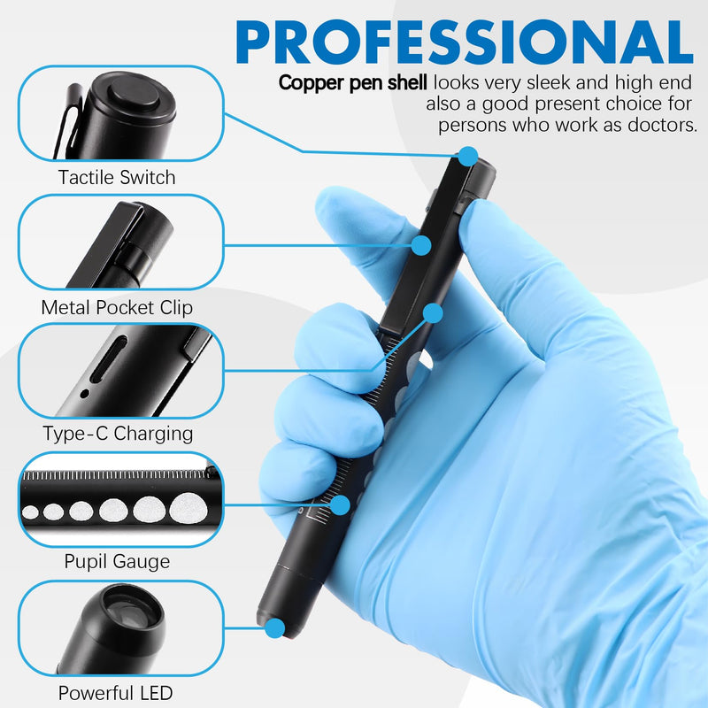 [Australia - AusPower] - Jeemiter Cobalt Blue LED Professional Medical Penlight PenLite with Metal Clip for Ophthalmologists Doctors Nurses and Eye Examiner 