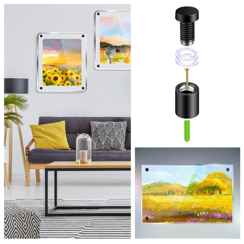 [Australia - AusPower] - 0.5 x 0.8 Inch Stainless Steel Standoffs Matte Black Standoffs Pack Standoff Screws Kit Wall Sign Standoffs for Advertising Board Hanging Acrylic Picture Frame (48 Pieces) 48 