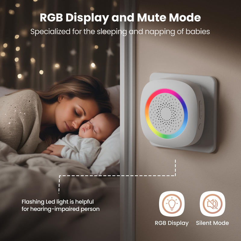 [Australia - AusPower] - Wireless Motion Sensor Door Chime, Fast Detection PIR Entry Alert with 61 Chimes, 5 Volume Levels, 1000Ft Range, RGB Light Indicator, Easy Install for Business, Home, Store, Elderly, Visitors 1 Sensors + 1 Receiver White 