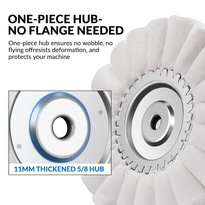 10" S-Shape Fine Airway Buffing Wheel with 5/8" Arbor Flange-Free Hub, Buffing Wheels for Angle Grinder, Polishing Wheels for Mirror Finish on Aluminum Stainless Steel Truck Wheels Rims