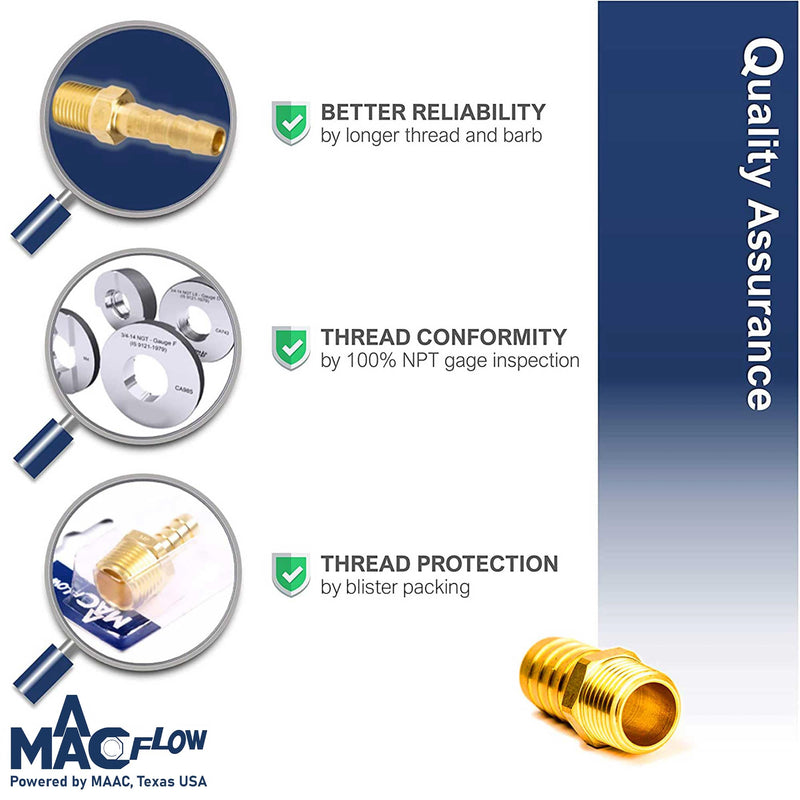 [Australia - AusPower] - Brass 3/8" Male NPT to 5/16" Hose ID Barb Barbed Hose Fitting Adaptor Connector (Pack of 4) 5/16" Barb x 3/8" Male NPT Pack of 4 