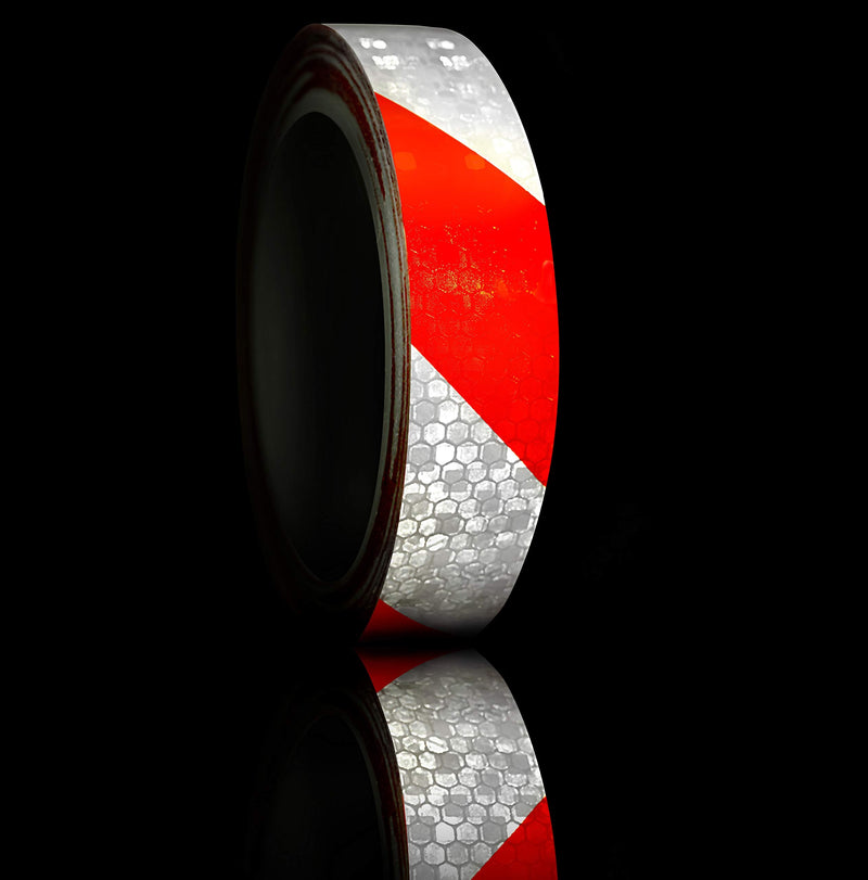 VViViD High-Intensity Reflective Red and White Striped Self-Adhesive Conspicuity Tape 1 Inch by 25 Foot Roll
