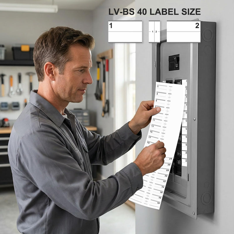 2 Pack Circuit Breaker Box Labels - 1" 40 Circuits Electrical Panel Directory Stickers, Self-Adhesive Waterproof Vinyl Fuse Box Labels for All Load Centers & Electric Panels
