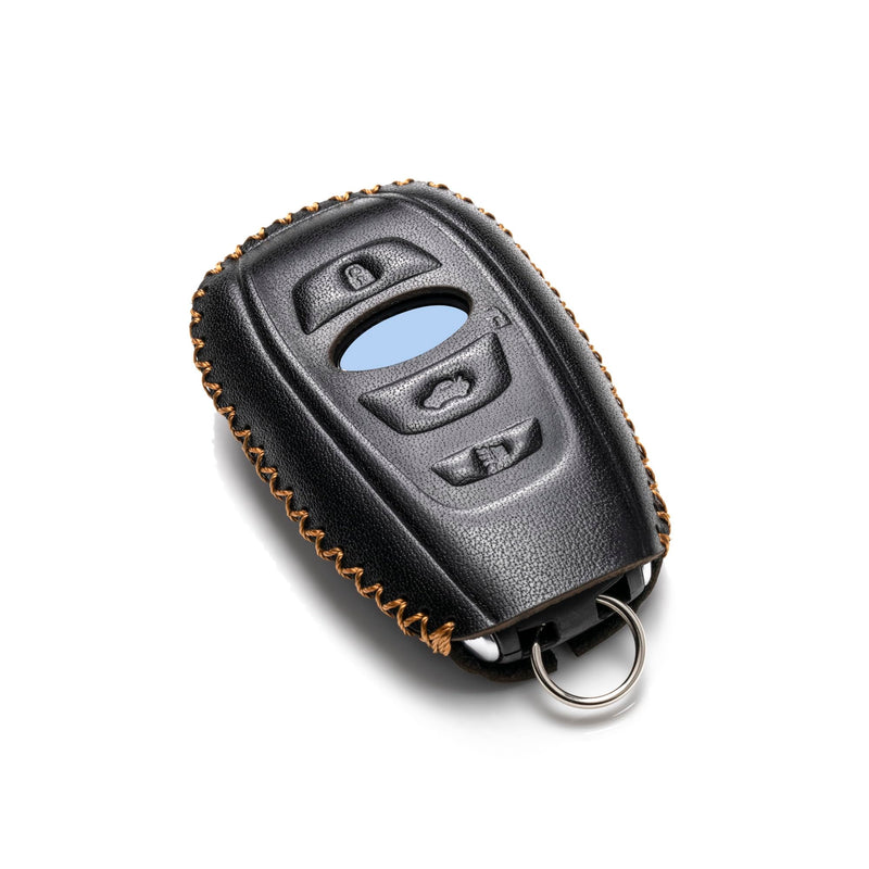 [Australia - AusPower] - Vitodeco Leather Smart Key Fob Case Cover Compatible with Subaru Forester, Impreza, Outback, WRX, BRZ, XV Crosstrek, Ascent, Solterra 2014 - 2024 (4-Button, Black) 4-Button 