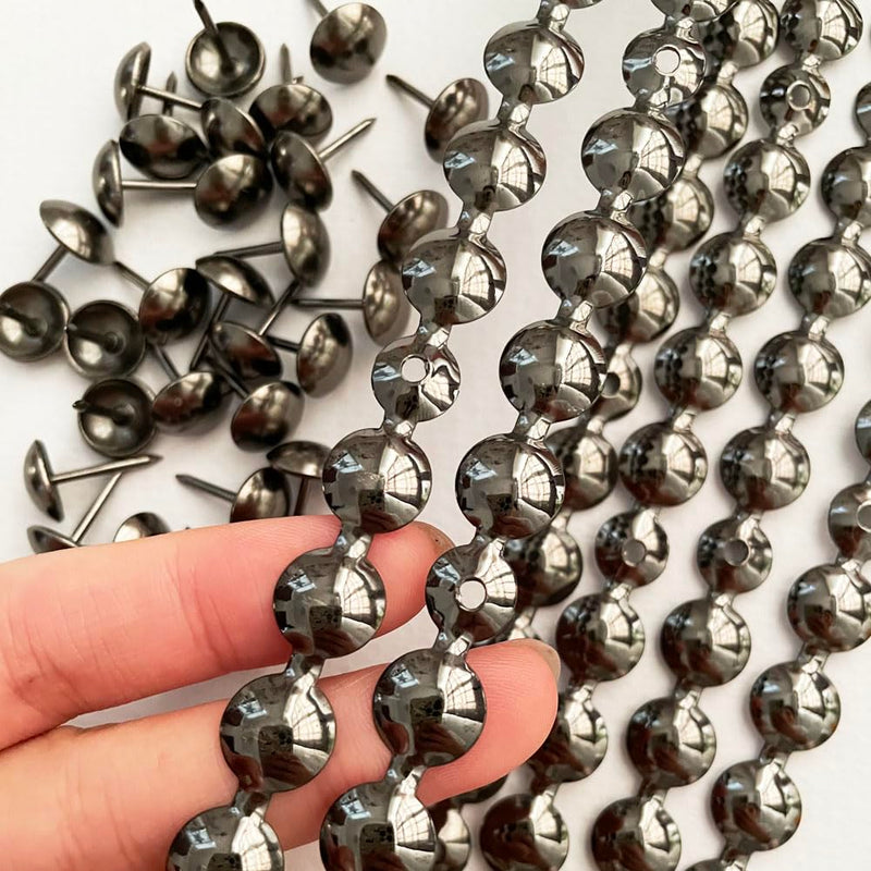 [Australia - AusPower] - 5Meters 7/16" Upholstery Tacks Strips Bright Black, Decorative Nail Trims of Sofa Headboard Bench,Sofa Headboard Nailhead Tapes, Single Tacks Matched, Easy Install (11mm Bright Black) 11mm Bright Black 