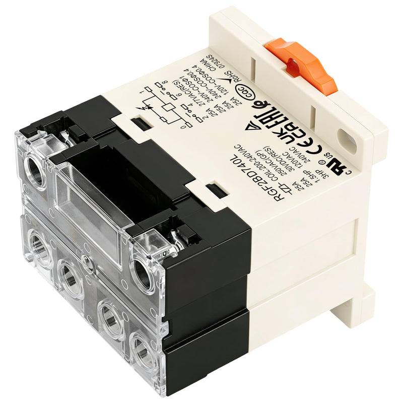 [Australia - AusPower] - 2Pack General Purpose Relay, RGF2BD740L, 25A 200-240VAC Coil Voltage, 6Pin Double Pole Single Throw Normally Open Contacts, with LED Indicator Light and Protection Cover, 35mm DIN Rail Mount 2 AC 220V 