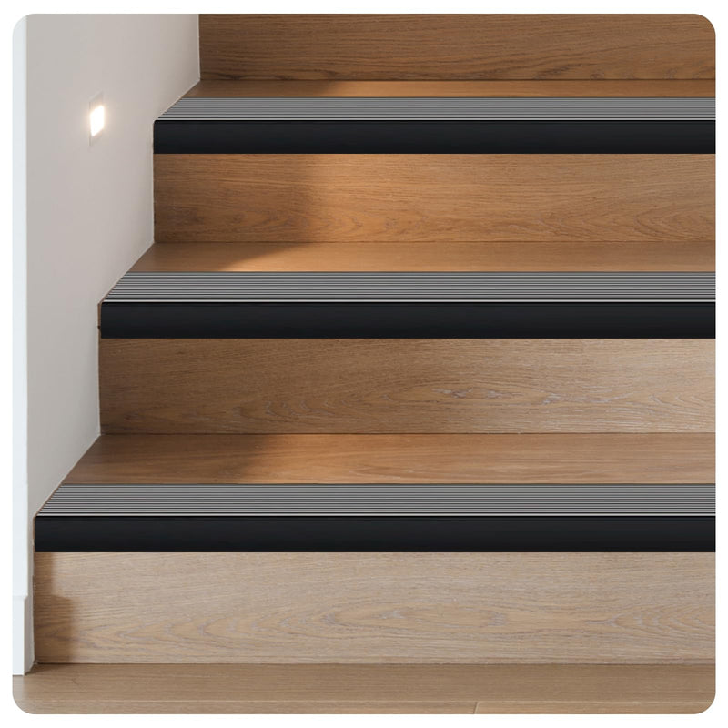 Black 48" Metal Stair Nosing, Heavy-Duty Aluminum Self-Adhesive Stair Edge Protector for Indoor/Outdoor Stairs, Non-Slip Tread Cover, L- Molding(48 x 1.2 x 2 in, 2Pcs) 48×2×1.2in