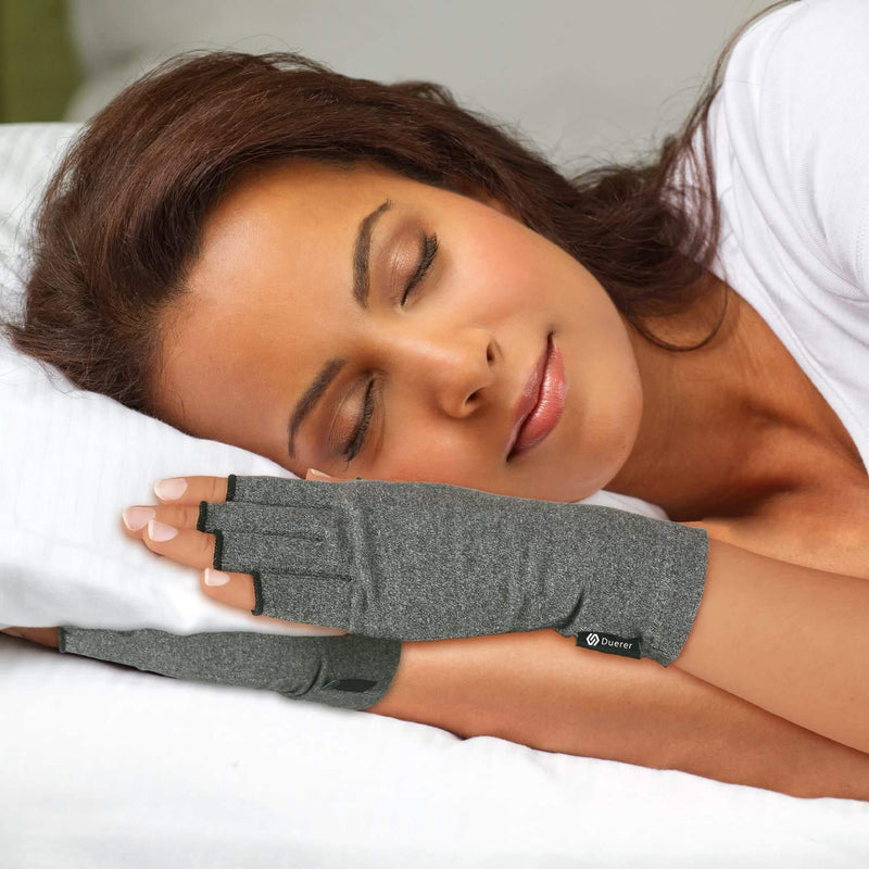 [Australia - AusPower] - Duerer Arthritis Gloves Women Men, Carpal Tunnel, Rheumatiod, Tendonitis, Fingerless Hand Thumb Compression Gloves Medium (1 Pair) Gray 