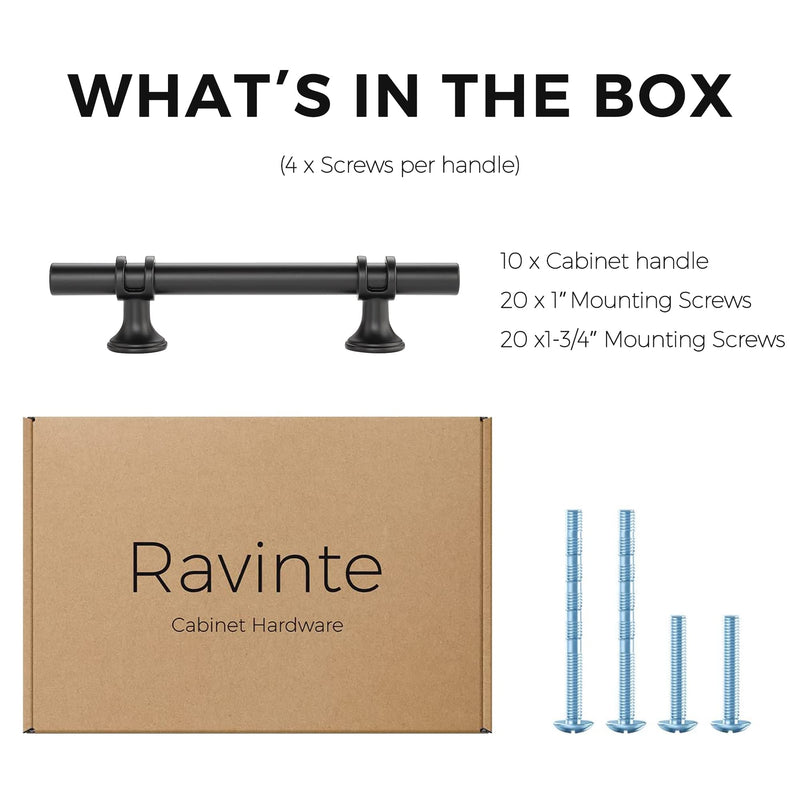 Ravinte 10 Pack 6 Inch Cabinet Pulls Kitchen Cupboard Handles with Round Base Matte Black Drawer Pulls Cabinet Handles 6" Length,3.5" Hole Center