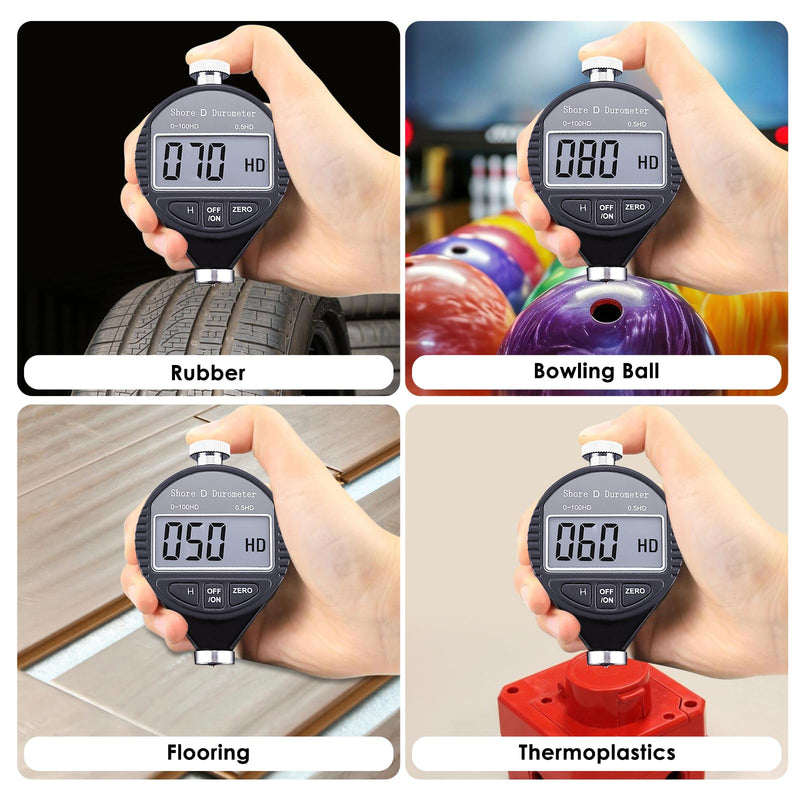 [Australia - AusPower] - Digital Hardness Tester Portable 0-100HD Shore D Hardness Tester with Large LCD Display Digital Durometer Scale for Rubber, Tire, Plastic, Thermal Plastic, Flooring, and Bowling Ball 
