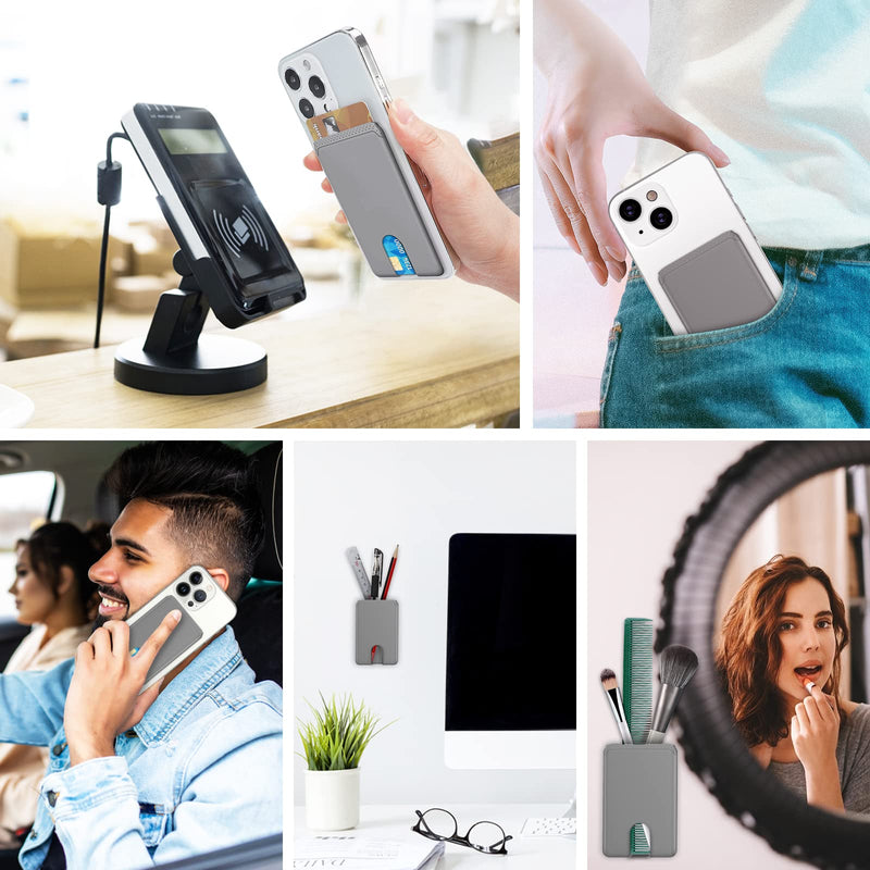 [Australia - AusPower] - SHANSHUI 3 Pack Phone Card Holder Ultra Slim Phone Credit Card Holder Stick on Wallet Anti-Lost Design Phone Wallet Pocket Compatible for iPhone and Most Smartphones - Black White Grey 3 PCS x Black, Grey, White Adhesive 
