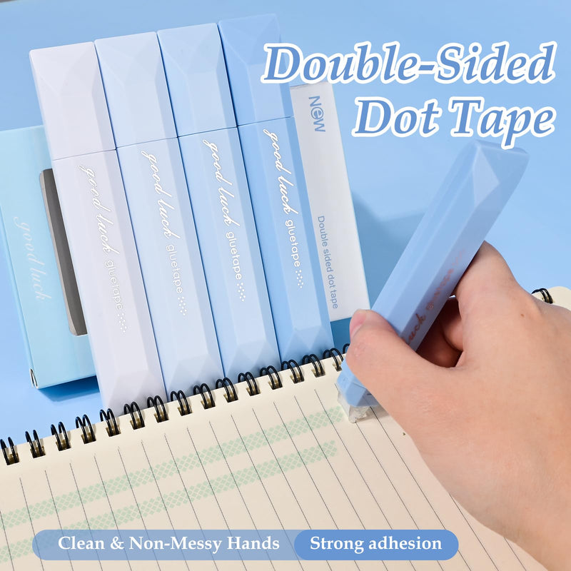 4 Pcs Double Sided Tape Roller, Multipurpose Craft Adhesive Glue Pen Journaling Supplies for Scrapbooking Office Crafts Gift Wrapping, Photo Mounting(Blue) Blue