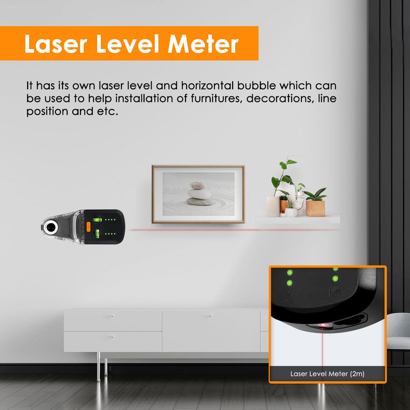 [Australia - AusPower] - Laser Leveler Tool 4-in-1 Wall Laser Level with Line Laser, Drill Dust Collector, Electronic Vacuum Suction Cup and Wall Bracket, Rechargeable Laser Level Tool for Picture Hanging, Home Renovations 