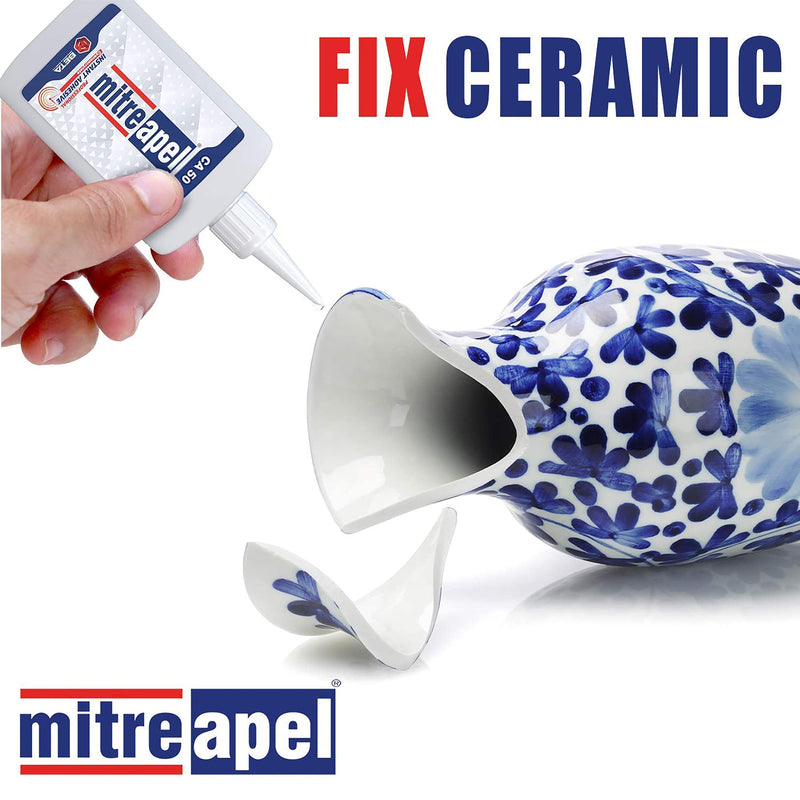[Australia - AusPower] - MITREAPEL Ca Glue with Activator (2 x 1.7 oz - 2 x 6.7 fl oz), Ca Glue for Woodworking, Cyanoacrylate Glue and Activator for Wood, Plastic, Metal, Leather, Ceramic and Craft - Instant Bond - 2 Pack 