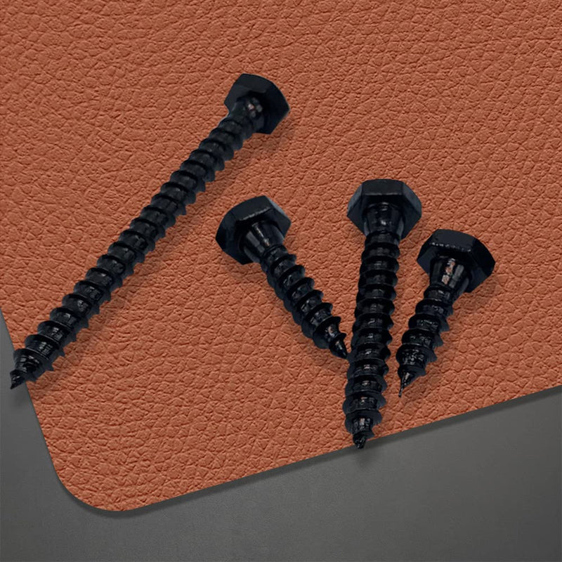 [Australia - AusPower] - Hex Lag Bolts 112PCS M6 Hex Head Lag Screws Washers Assortment Kit Fully Thread Heavy Duty Hexagon Wood Screw Zinc Plated Black Metric Length Include 16/20/25/30/35/40/45/50/60mm 