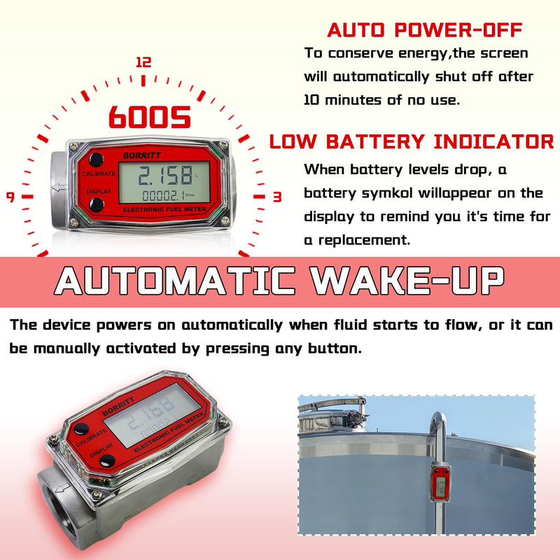 [Australia - AusPower] - 3/4" NPT Digital Fuel Transfer Meter 2-35 GPM Flow Rate - Accurate, Easy-to-Read LCD Display Heavy-Duty Construction for Diesel Kerosene Gasoline Water, Oil- Supports Gallon, QTS, PTS, L, m³ 3/4 INCH 