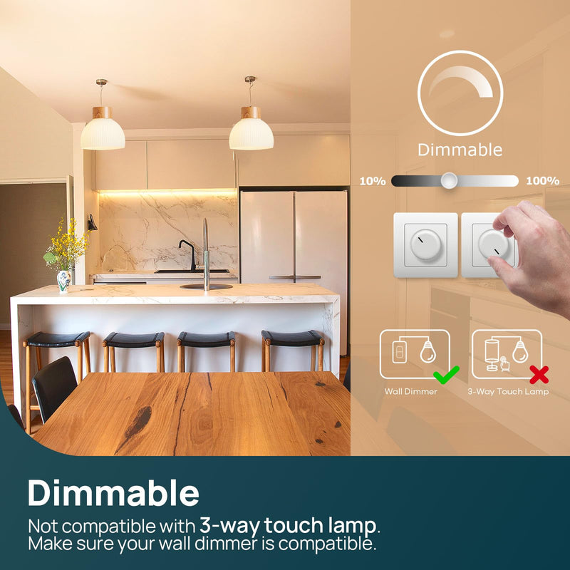 Linkind Dimmable E27 LED Bulb 7.3 W (Replaces 60 W), 2700 K Warm White 806 Lm A60 Edison Bulb with 220°, Dimmable E27 Bulb, Matte, Pack of 6 6 pieces Warm White 60w