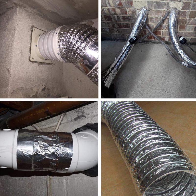 LLPT Aluminum Foil Tape 2 Inches x 108 Feet 5.9 Mil Extra Thick Strong Adhesive HVAC Sealing Hot Cold Air Duct Tape for Pipe Metal Repair (AF208) 2" x 108 Ft