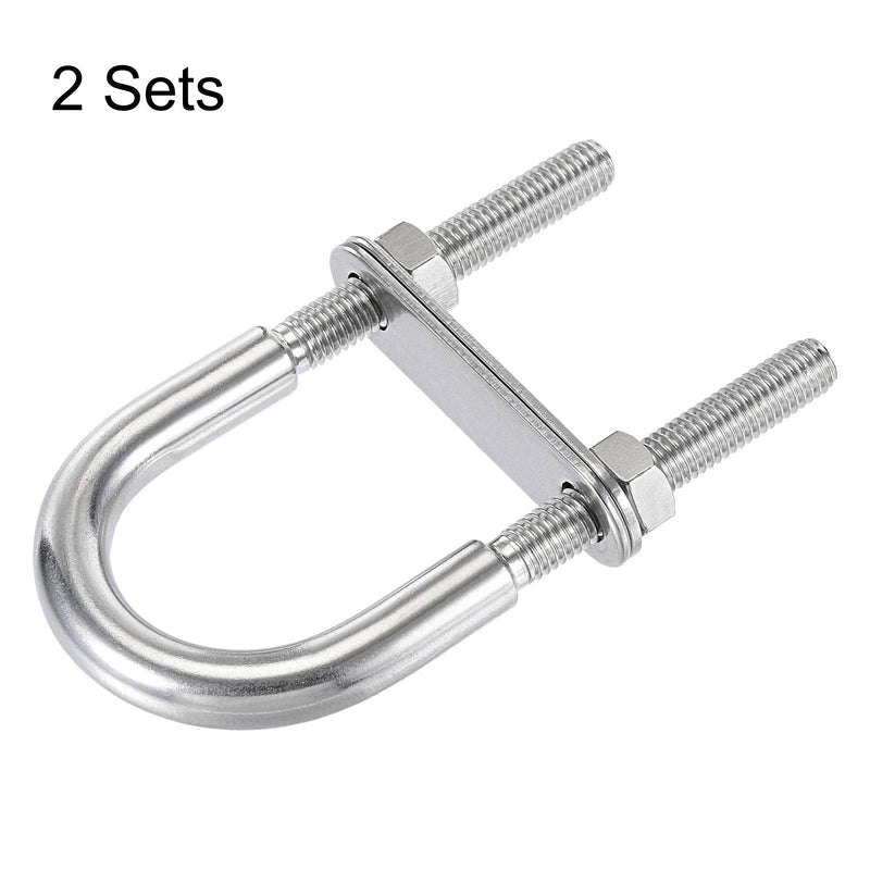 [Australia - AusPower] - uxcell Round U-Bolt 1.38"(35mm) Fit Rod Size 100mm Length 304 Stainless Steel M8 with Nuts, Plates 2 Sets M8x35mmx100mm 