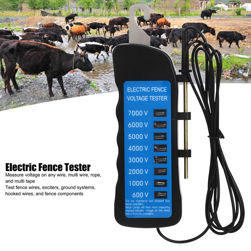 [Australia - AusPower] - 7000V Electric Fence Tester, ABS Eight Light Indicator Voltage Tester for Agricultural Supply Fencing 