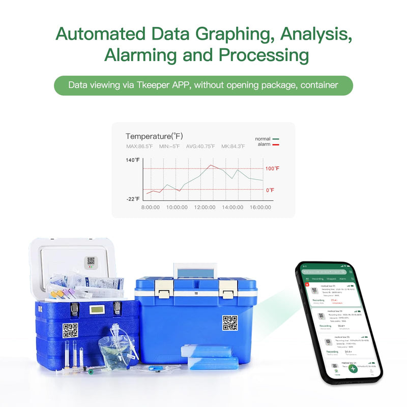 [Australia - AusPower] - Freshliance Bluetooth Temperature Data Logger Thermometer with LED Display and Replaceable Battary, Auto Data Graphing Analysis and Multi-User Data Sharing, Location Information via APP BlueTag T100 2 