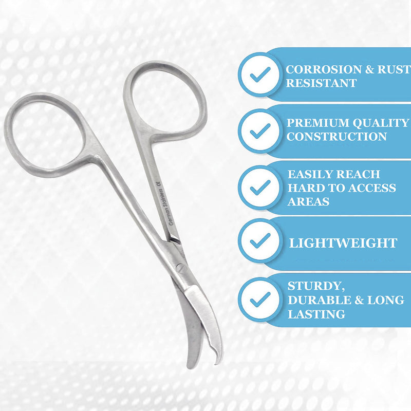 Premium Quality Suture Northbent Stitch Curved Scissors 3.5" (Silver) Silver