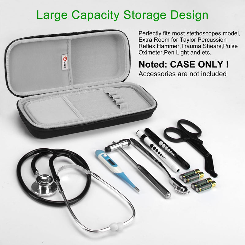 [Australia - AusPower] - 2 Pack Pen Lights and Black Stethoscope Carrying Case for Nurses Student Doctors EMT 