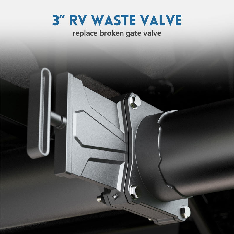 DUMPMAN RV Waste Gate Valve with Flow Control Handle, Fit for 3" Sewer Pipe, Waste Valve for Camping