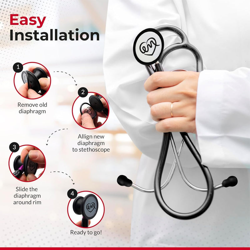 [Australia - AusPower] - Stethoscope Replacement Part Kit for Littman Stethoscope Classic 3, Cardiology 3 & Cardiology 4 - Fits Classic III, Cardiology III & IV (Black) Black 