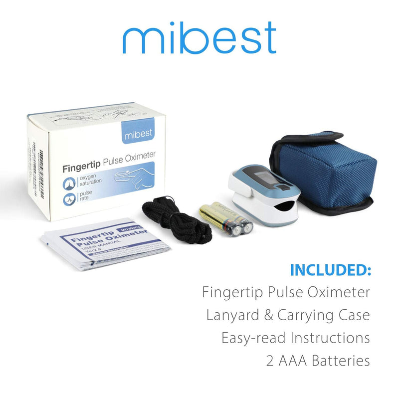 [Australia - AusPower] - mibest OLED Finger Pulse Oximeter, O2 Meter, Dual Color White/Light Blue 