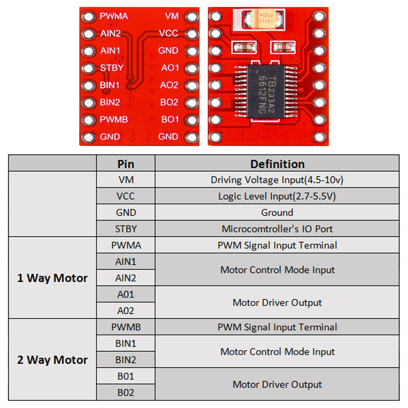 [Australia - AusPower] - DIANN 3pcs TB6612FNG Dual DC Stepper Motor Driver Module 1.2A Peak 3.2A Better Than L298N 