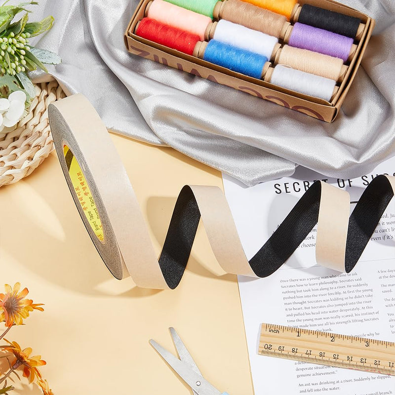 Self-Adhesive Black Grosgrain Ribbon 25 Yards 0.87inch Non-Slip Headband Tape Self Adhesive Polyester Strip for DIY Hair Accessories Sewing Gift Wrapping Crafts Decoration