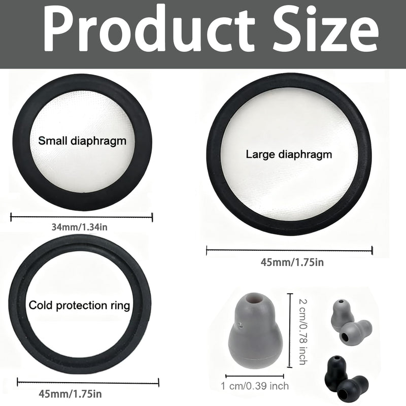 2 Pairs Silicone Stethoscope Earplugs Easy Replacement for Defects | Large and small suspension membrane with non-slip ring set, suitable for Littmann stethoscope replacement parts