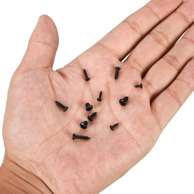 [Australia - AusPower] - 750 Pcs Small/Micro/Tiny/Mini Self-Tapping Screws, M1.7-M3 Phillips Pan Head, Cross Recessed, DIY Electronic, Carbon Steel (Black) 
