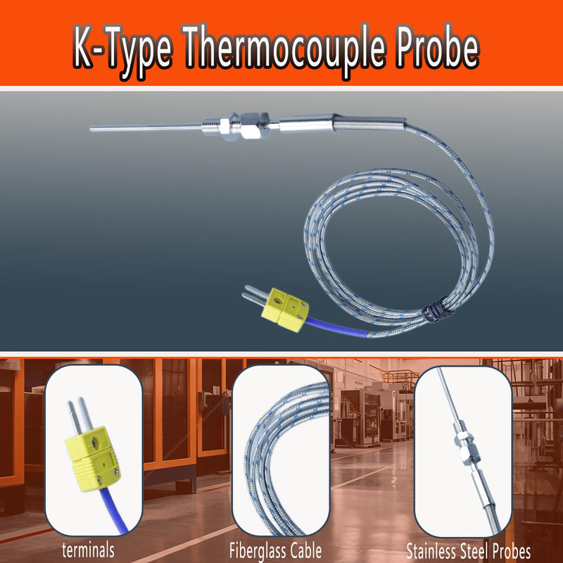 [Australia - AusPower] - TL1813 K-Type Thermocouple Probes Type K Thermocouple Probe Temperature Measurement Range -50 °F to 2000 °F Stainless Steel Probes 0.12 in / 4 in/Wire 60 in 