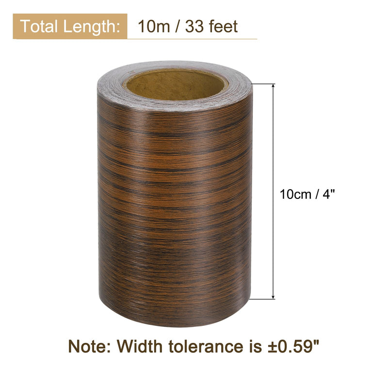 [Australia - AusPower] - uxcell Wood Grain Tape, 4" x33 Ft Self Adhesive Wood Grain Repair Patch for Baseboards, Doors, Floor Repair, Furniture Home Decor Walnut 