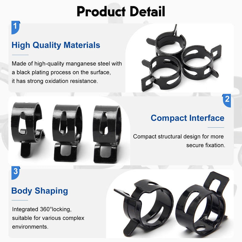 [Australia - AusPower] - MroMax 5Pcs 23mm ID Spring Band Hose Clamps, Fit 24.5-26.5mm OD Hose, Spring Hose Clip Fuel Line Silicone Vacuum Hose Pipe Clamp, Air Hose Tube Water Pipe Fasteners 5-Packs 