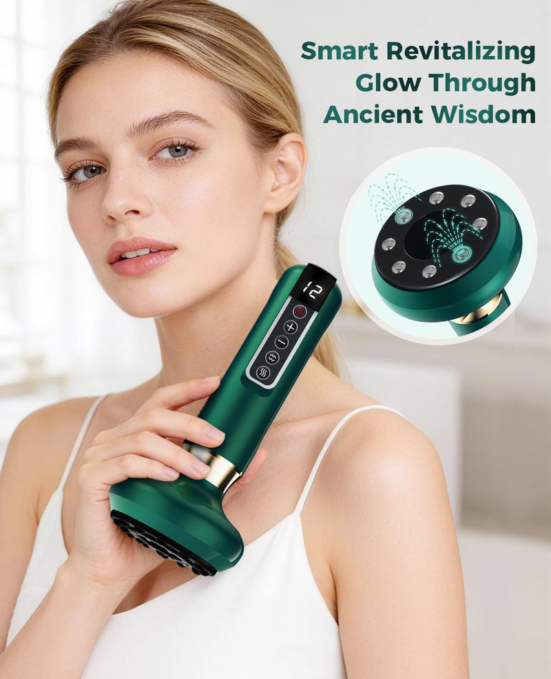 Intelligent Handheld Massage Tool for Anti - Cellulite, Electric Cupping Device with 12 Suction Modes. This Fat Remover Massager is Suitable for Arms, Legs. (Olive) Olive