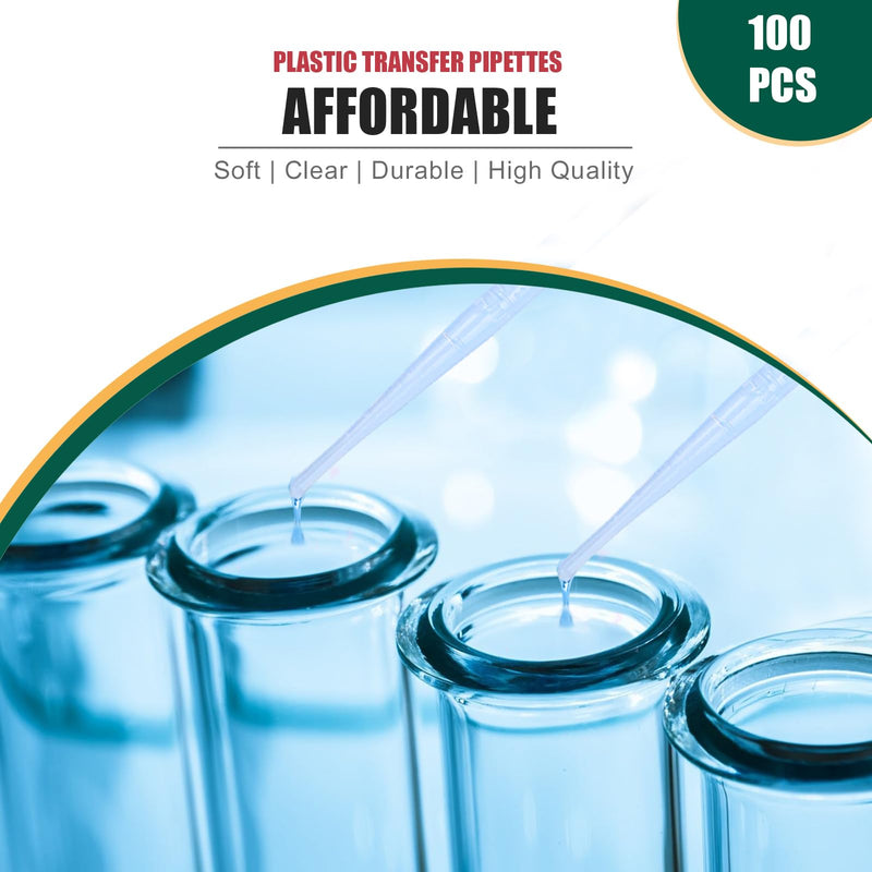 [Australia - AusPower] - moveland 100 PCS 3ML Dropper Pipettes Essential Oil Transfer, Disposable Plastic Eye Dropper for Science Experiments, Crafting, Makeup Tool 