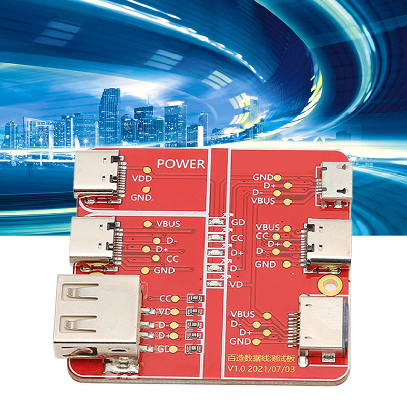 [Australia - AusPower] - USB Cable Triad Tester, Charging Test Card 3 in 1 Data Wire Test Fixture Accurate Type C Micro for Testing Research 