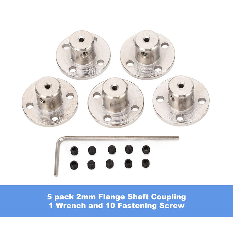 [Australia - AusPower] - 5 Pack 2mm Flange Coupling Connector, Steel Model Coupler Accessory, Shaft Axis Fittings for DIY RC Model Motors, Hardware, High Hardness Coupling Connector, Silver 