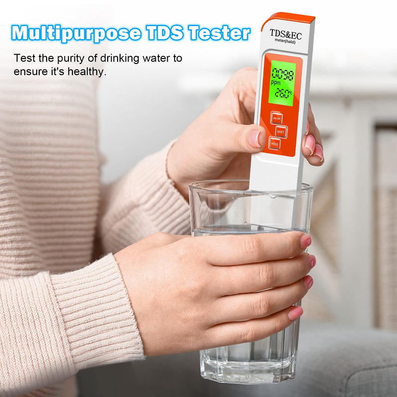 [Australia - AusPower] - TDS Water Tester,New 4 in 1 Tds Meter Digital Water Tester - TDS EC & Temperature(°C,°F) Meter,Accurate & Reliable Digital Testing Kits for Hydroponics, Aquarium, RO/DI System (Orange) Orange 