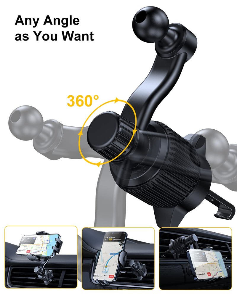 [Australia - AusPower] - Car Vent Phone Mount, [Never Blocking Vent, Enjoy The Comfort of The A/C] Hands-Free Universal Extension Clip Air Phone Holder Car Fit for All Phones iPhone Samsung More Black 
