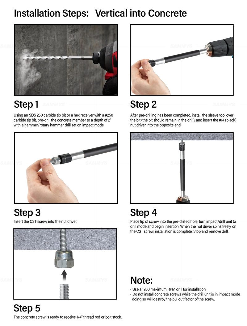 Everflow 8041957-25 3/8" Screw Vertical Threaded Rod Anchor Designed for Steel Structure, Steel with Electro-Zinc, 1/4-14 x 1-1/2" Screw Length (25 Pack) 1/4-14 x 1 1/2'' Screw ROD SIZE 3/8"