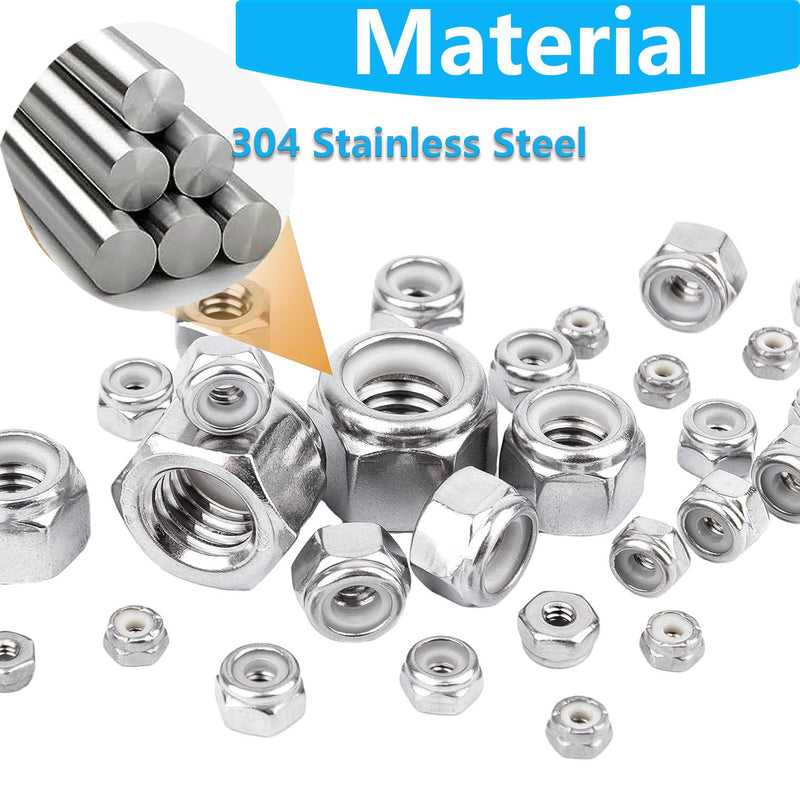 [Australia - AusPower] - 20Pieces 1/2"-13 Inch Nylon Lock Nuts,SpzcdZa 304(A2-70) Stainless Steel LockNuts for Industrial and Construction Fasteners;Standard Metric Thread Nylock Nuts 1/2"-13(20pcs) Sae Locknuts 