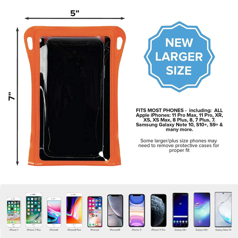 [Australia - AusPower] - Waterproof Phone Pouch w/Long Lanyard | IPX8 Adventure Grade Cellphone Dry Bag Case, Fits iPhone 15 Pro Max,14 Pro Max, 13 Pro Max, XS, XR, Galaxy S21, for Snorkeling, Kayaking, Cruise Orange 
