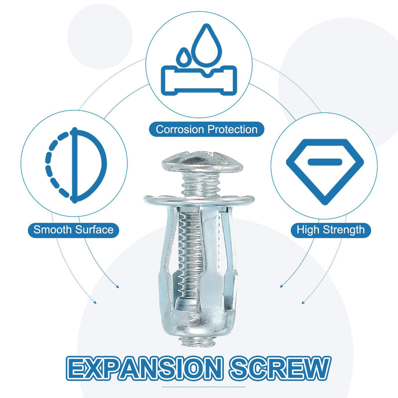 [Australia - AusPower] - PATIKIL Expansion Screw Petal Nuts M6 x 25mm, 20 Pcs Jack Nut Carbon Steel Petal Shape Rivet Nut Insert Nuts Fasteners with Screws Assembly for Hollow Wall Thin Soft Wall Iron Skin 