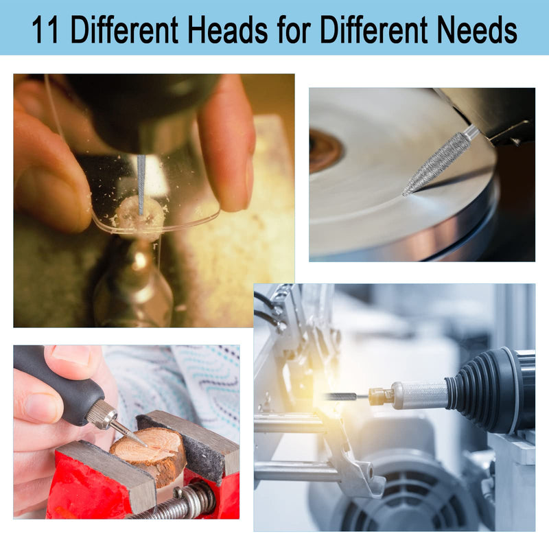 [Australia - AusPower] - Stone Carving Set Diamond Burr Bits Compatible with Dremel, 11PCS Polishing Kits Rotary Tools Small Long Cone Accessories with 1/8 Shank For Carving, Engraving, Grinding, Stone, Rocks, Jewelry, Glass 0.5-6mm burr head 1/8'' shank 