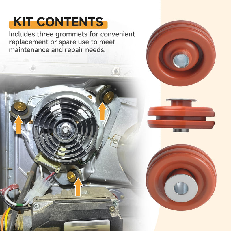 (3-Pack) KA56GR560 Furnace Inducer Motor Grommet, Compatible with Carrier, Bryant & Payne Furnaces 310AAV024045AAJA, 310AAV024045ABJA, 310AAV024070AAJA, for HVAC Furnace Draft Inducer Motors
